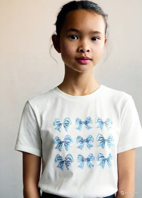 Casual Round Neck Bowknot All-Over Blue
